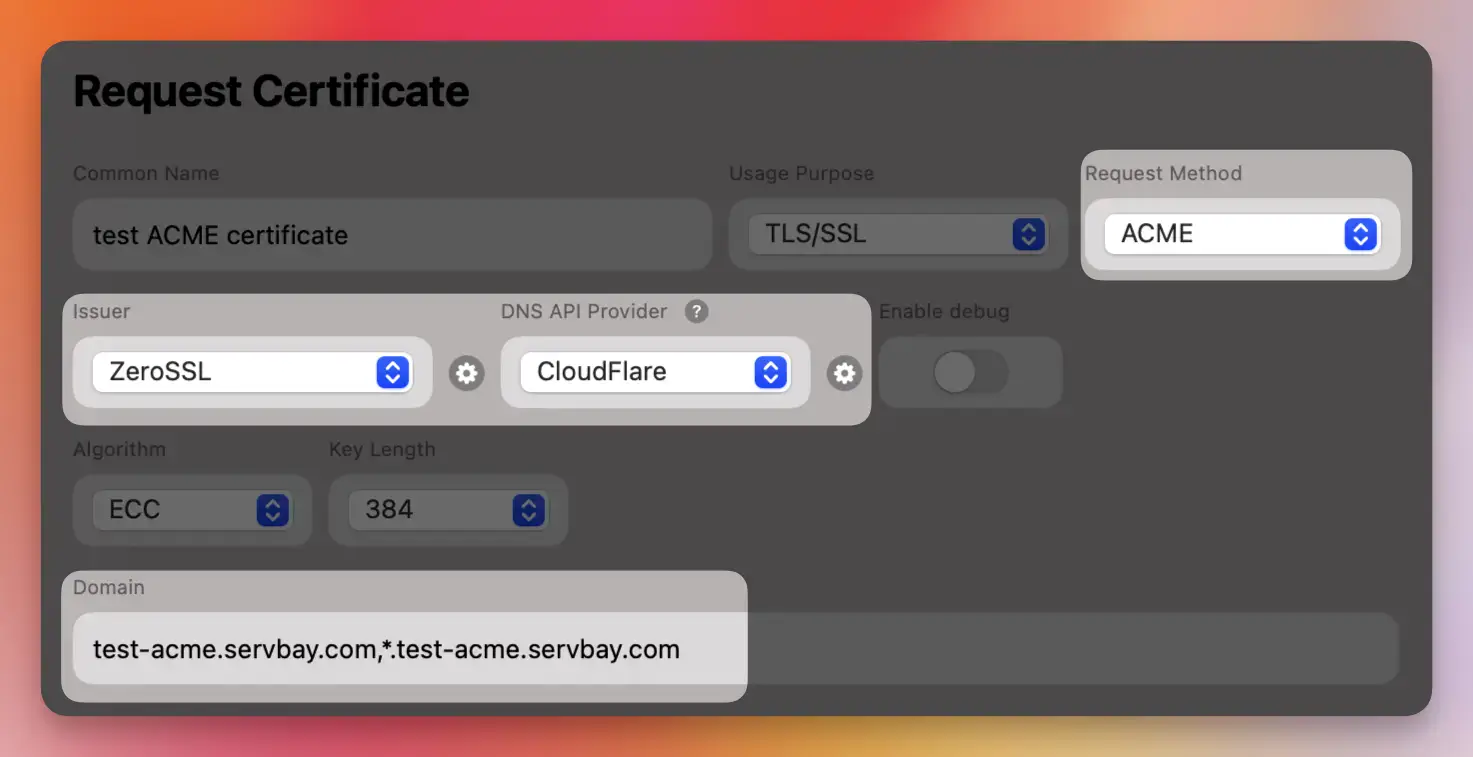 ACME Certificate Application